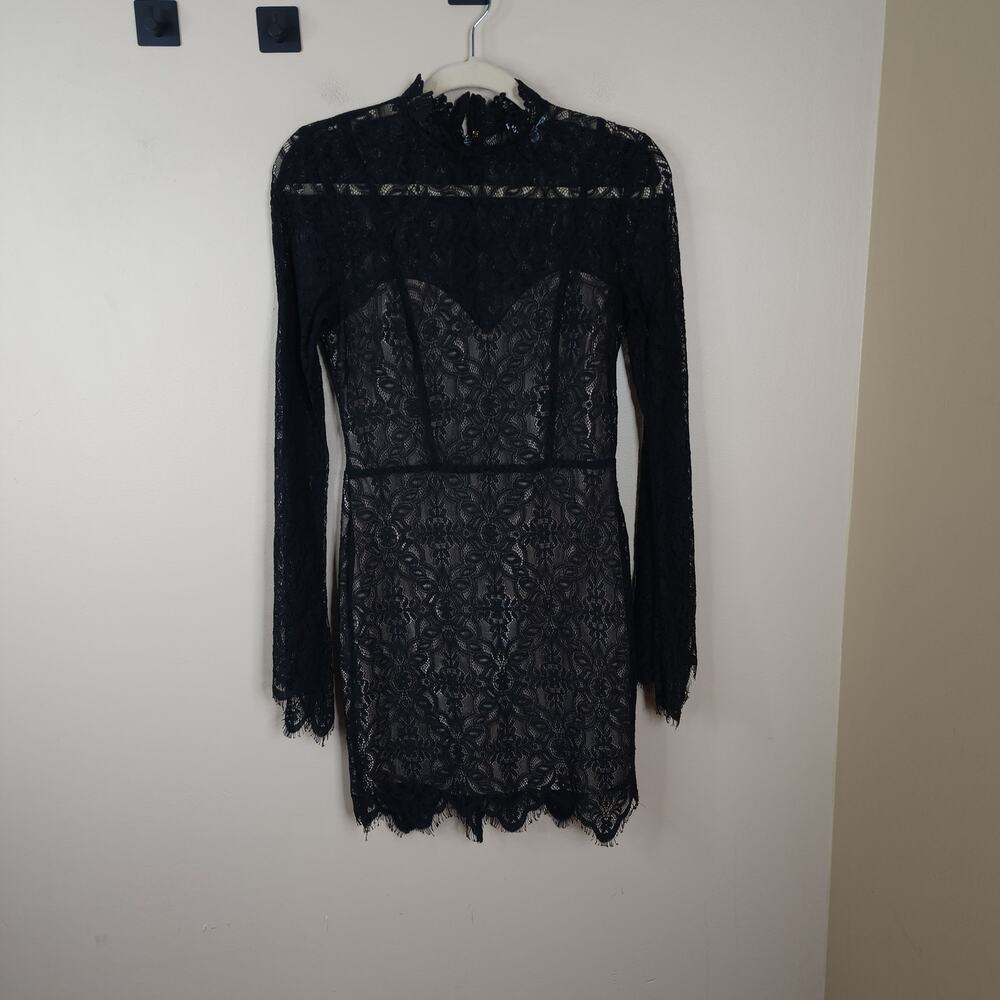 Ryse The Label Lace Overlay Bodycon Dress in Black Size S